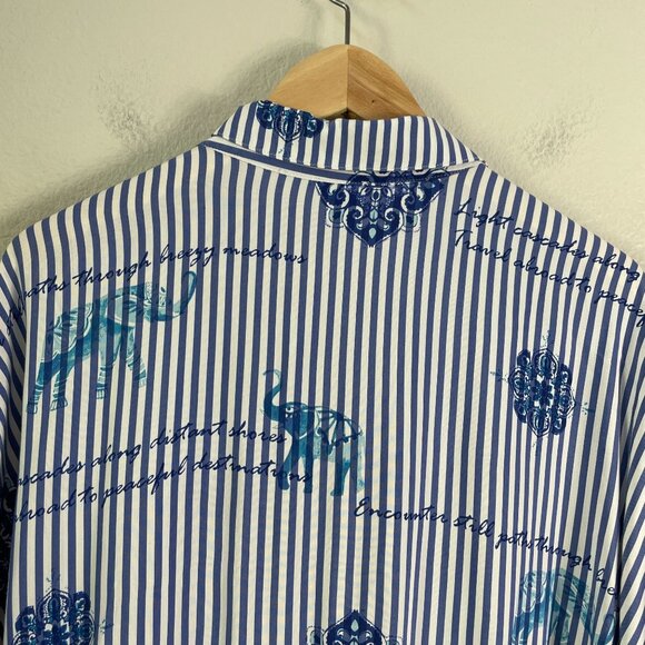 Chicos Womens XL Button Up Striped Blouse Long Dolman Sleeve Tunic Top Shirt - Picture 12 of 12